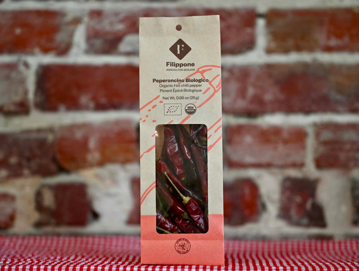 Filippone Organic Whole Dried Chili Pepper on the Stem